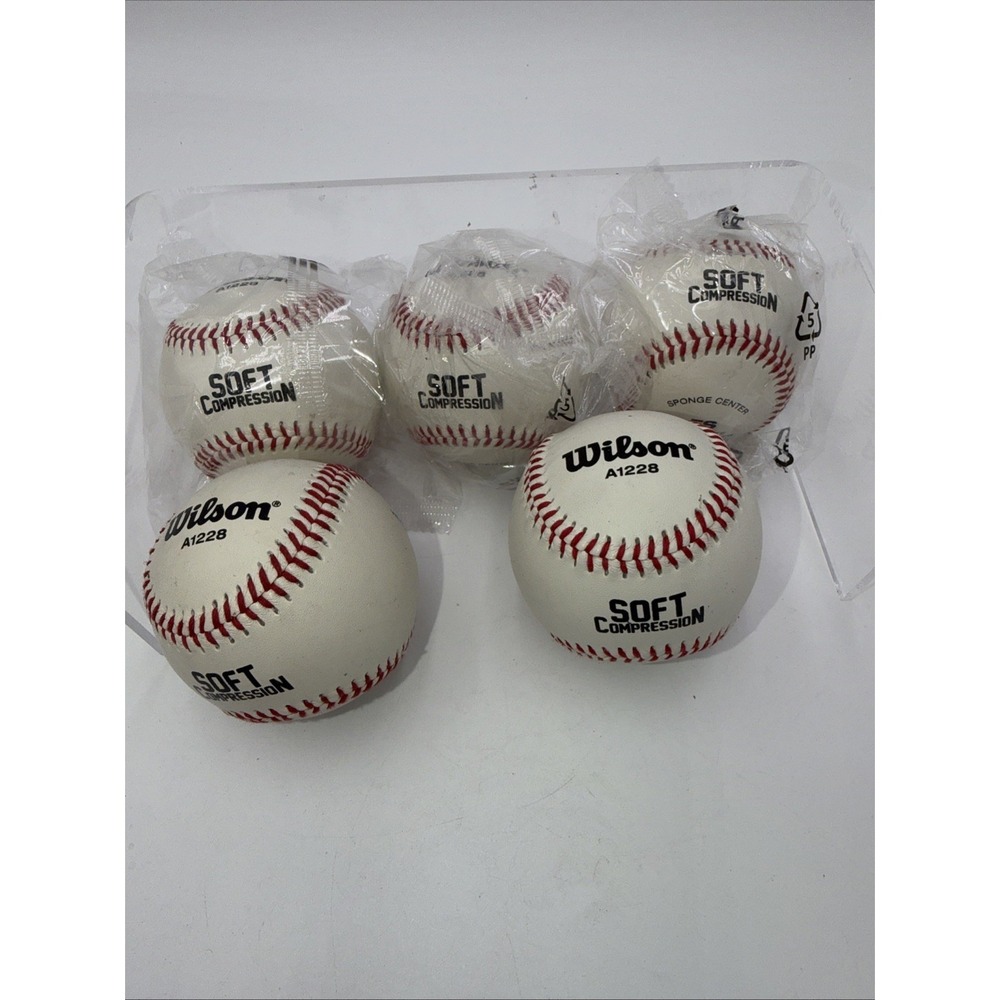 5 Wilson A1228 Soft Compression Baseballs White Level 5 Grip (3 New In Bag)‎